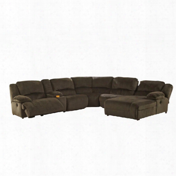 Ashley Toletta 6 Piece Reclining Left Facing Sectional In Chocolate