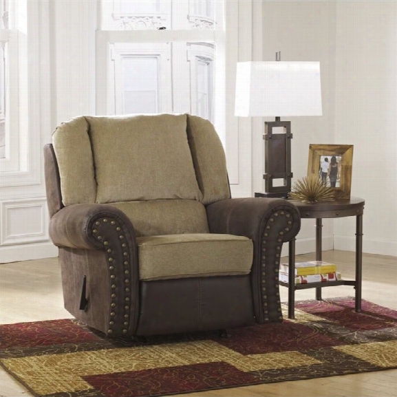 Ashley Vandive Fabric Rocker Recliner In Sand