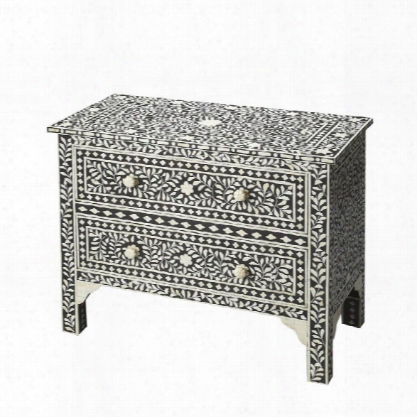 Butler Specialty Bone Inlay 2 Drawer Accent Chest In Black Bone Inlay