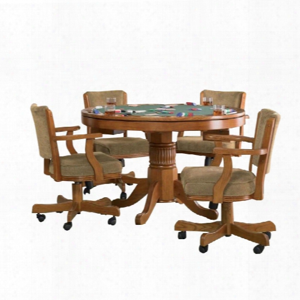 Coaster Mitchell 5 Piece 3-in-1 Game Table Set In Oak