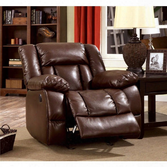 Furniture Of America Eponine Leather Power Recliner In Dark Brown