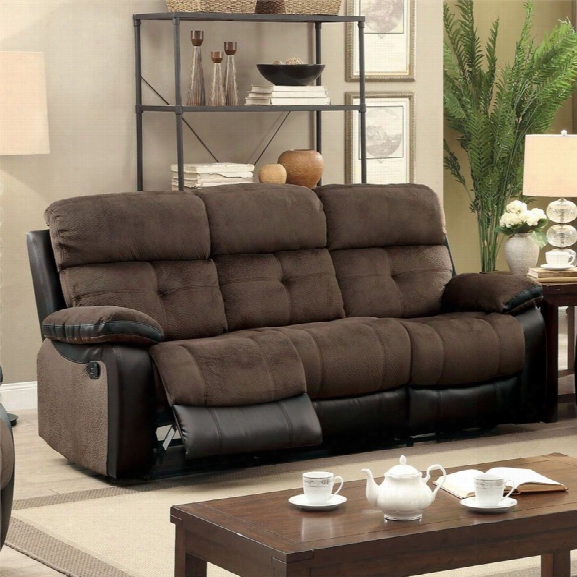 Furniture Of America Gwendalyn Recliner Sofa In Brown And Espresso