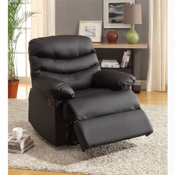 Furniture Of America Helena Plush Bonded Leather Recliner In Black