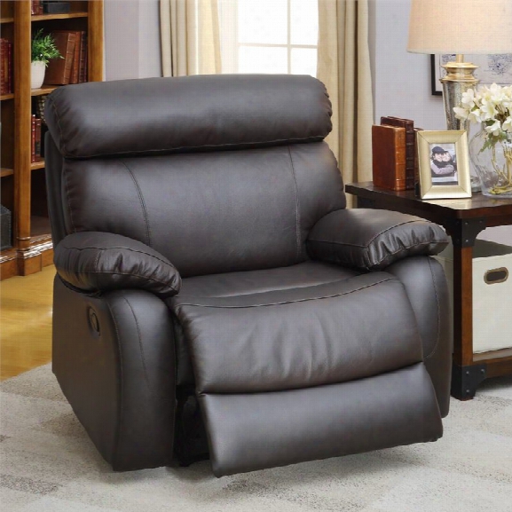 Furniture Of America Marrona Grain Leather Recliner In Brown