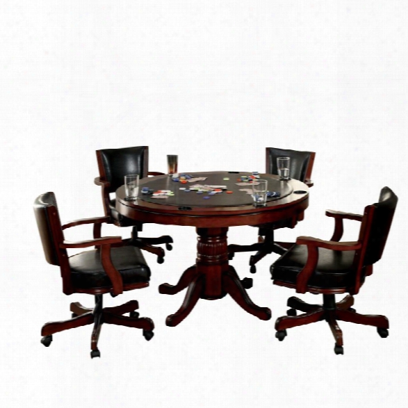 Furniture Of America Matlock 5 Piece Gaming Table Set In Chestnut