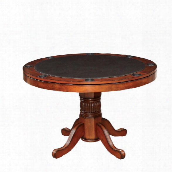 Furniture Of America Matlock Round Pedestal Game Table In Cherry