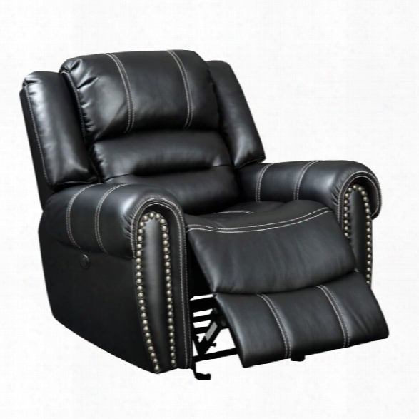 Furniture Of America Stinson Faux Leather Power Recliner In Black