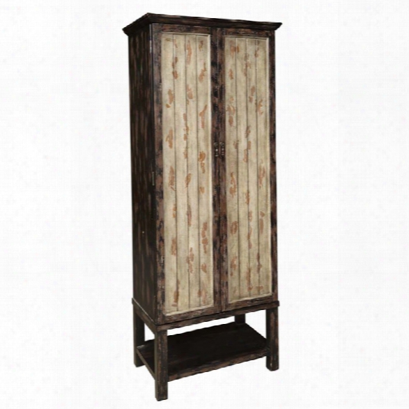 Pulaski Two Tone Rub Through Tall Accent Door Cabinet In Brown