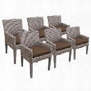 TKC Oasis Patio Dining Arm Chair in Dark Brown (Set of 6)