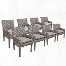 TKC Oasis Patio Dining Arm Chair in Gray (Set of 8)