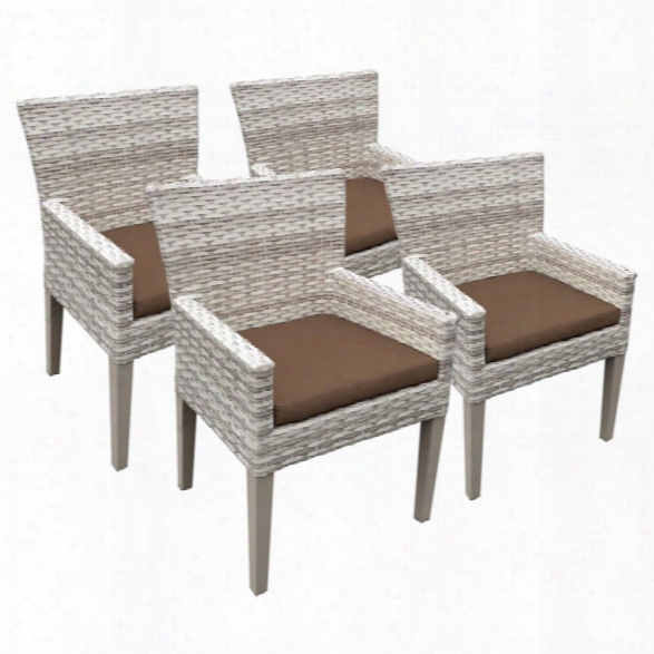 Tkc Fairmont Patio Dining Arm Chair In Dark Brown (set Of 4)