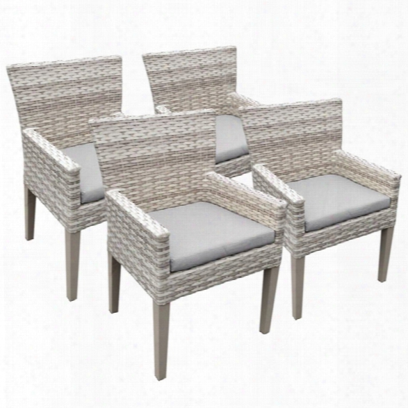 Tkc Fairmont Patio Dining Arm Chair In Gray (set Of 4)