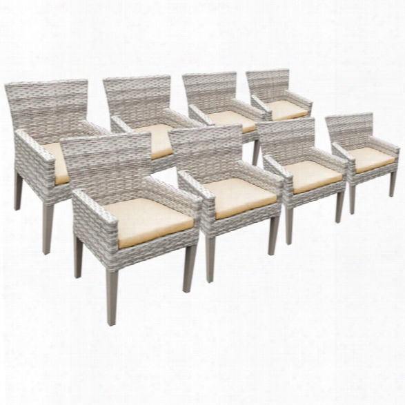 Tkc Fairmont Patio Dining Arm Chair In Sesame (set Of 8)