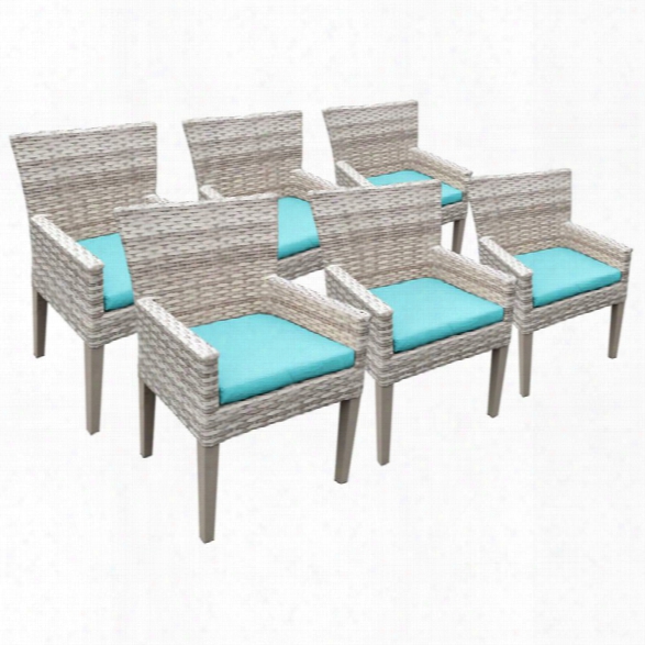 Tkc Fairmont Patio Dining Arm Chair In Turquoise (set Of 6)