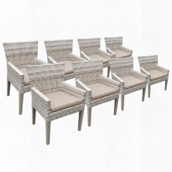 Tkc Fairmont Patio Dining Arm Chair In Wheat (set Of 8)