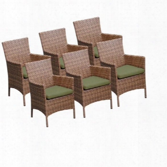 Tkc Laguna Wicker Patio Arm Dining Chairs In Cilantro (set Of 6)