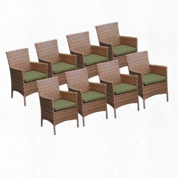 Tkc Laguna Wicker Patio Arm Dining Chairs In Cilantro (set Of 8)