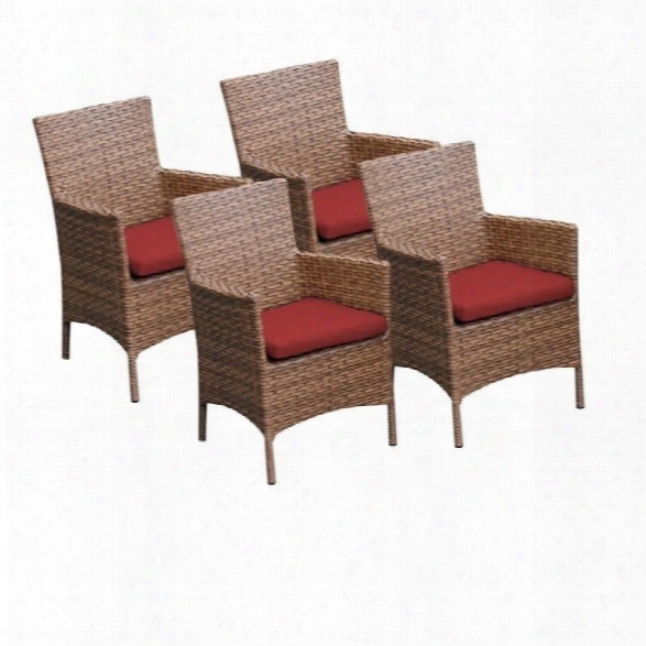 Tkc Laguna Wicker Patio Arm Dining Chairs In Terracotta (set Of 4)