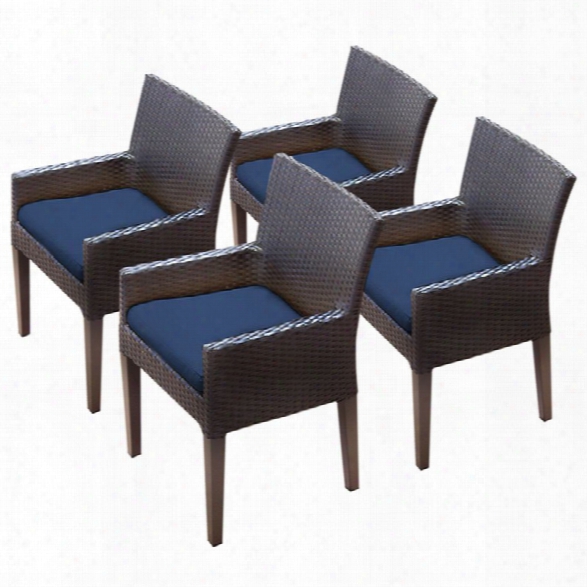 Tkc Napa Patio Dining Arm Chair In Navy (set Of 4)