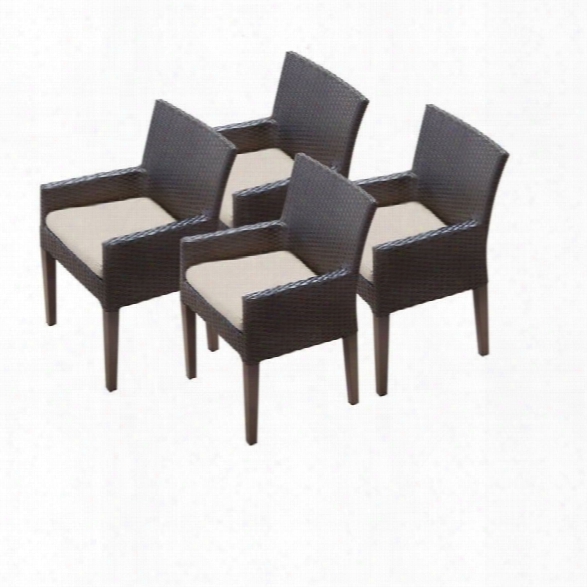 Tkc Napa Wicker Patio Arm Dining Chairs In Beige (set Of 4)