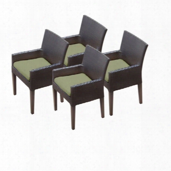 Tkc Napa Wicker Patio Arm Dining Chairs In Cilantro (set Of 4)