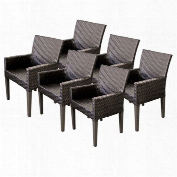 Tkc Napa Wicker Patio Arm Dining Chairs In Espresso (set Of 6)