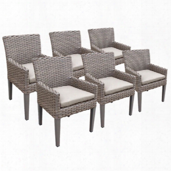Tkc Oasis Patio Dining Arm Chair In Beige (set Of 6)