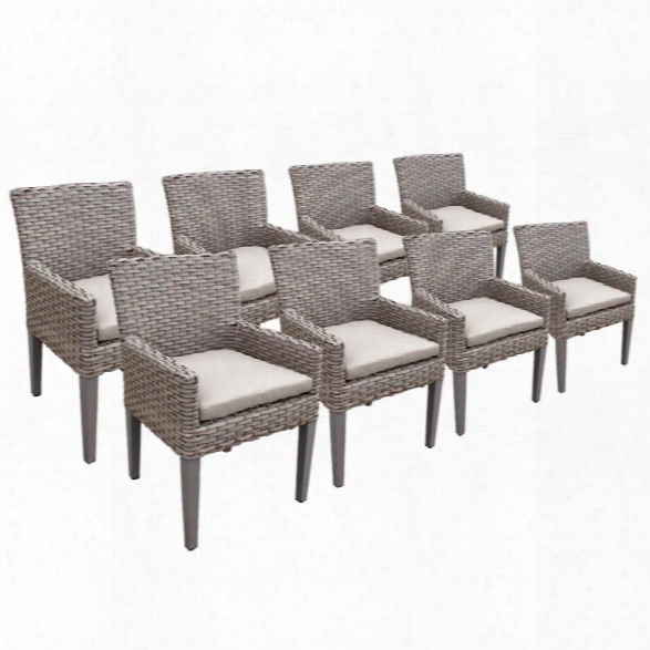 Tkc Oasis Patio Dining Arm Chair In Beige (set Of 8)