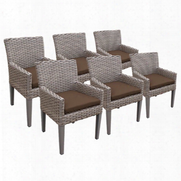 Tkc Oasis Patio Dining Arm Chair In Dark Brown (set Of 6)