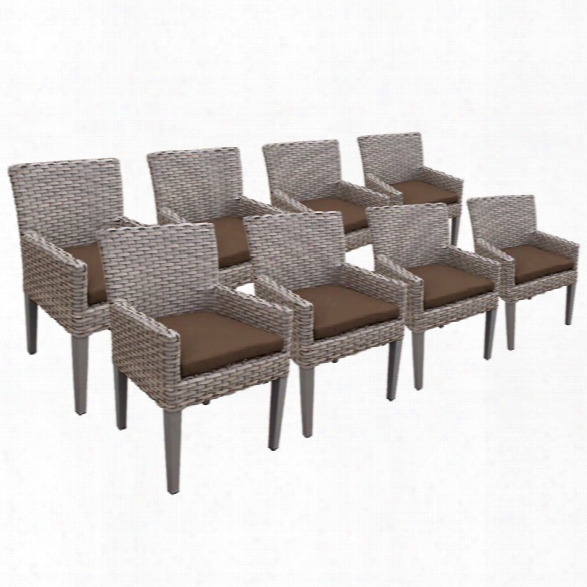 Tkc Oasis Patio Dining Arm Chair In Dark Brown (set Of 8)