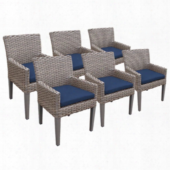 Tkc Oasis Patio Dining Arm Chair In Navy (set Of 6)