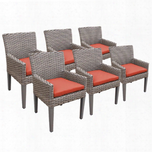Tkc Oasis Patio Dining Arm Chair In Orange (set Of 6)