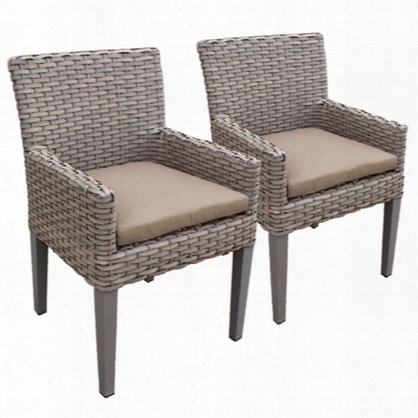 Tkc Oasis Patio Dining Arm Chair In Wheat (set Of 2)
