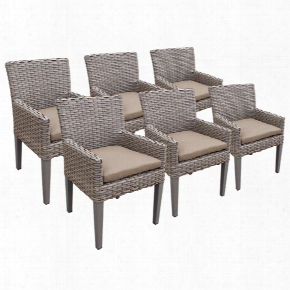 Tkc Oasis Patio Dining Arm Chair In Wheat (set Of 6)