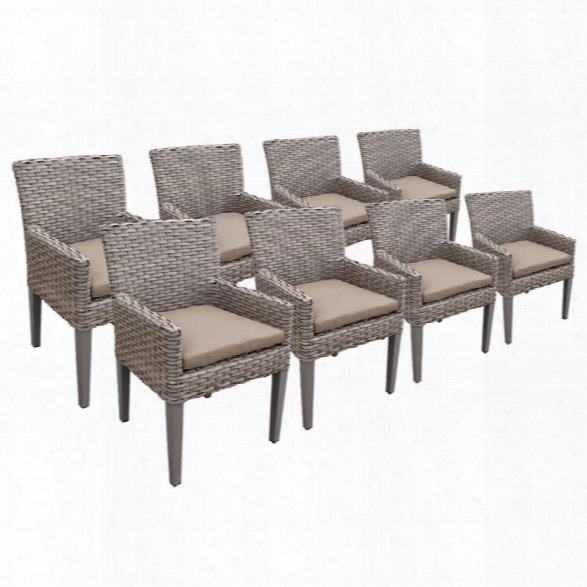 Tkc Oasis Patio Dining Arm Chair In Wheat (set Of 8)