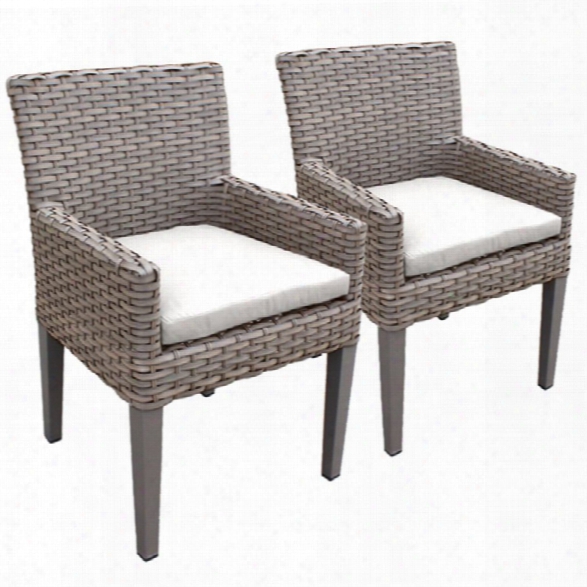 Tkc Oasis Patio Dining Arm Chair In White (set Of 2)