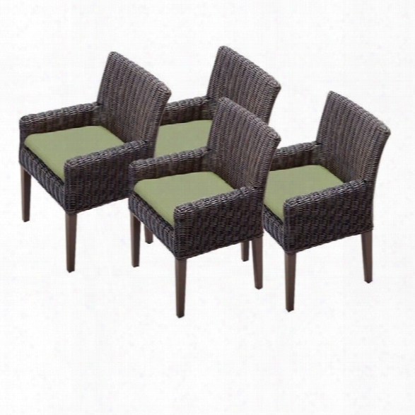 Tkc Venice Wicker Patio Arm Dining Chairs In Cilantro (set Of 4)