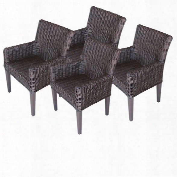 Tkc Venice Wicker Patio Arm Dining Chairs In Espresso (set Of 4)