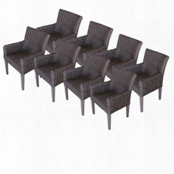 Tkc Venice Wicker Patio Arm Dining Chairs In Espresso (set Of 8)