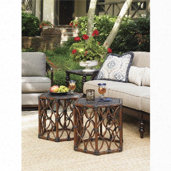 Tommy Bahama Black Sands Patio End Table In Deep Umber