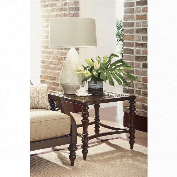 Tommy Bahama Black Sands Square Patio End Table In Deep Umber