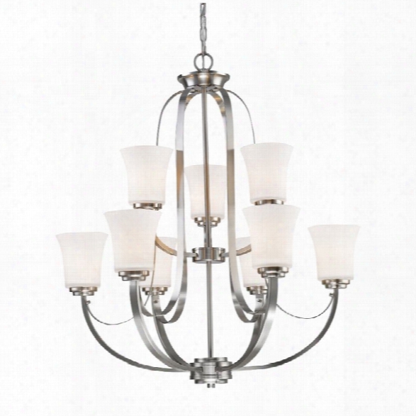 Z-lite Halliwell 9 Light Chandelier In White And Brushed Nickel