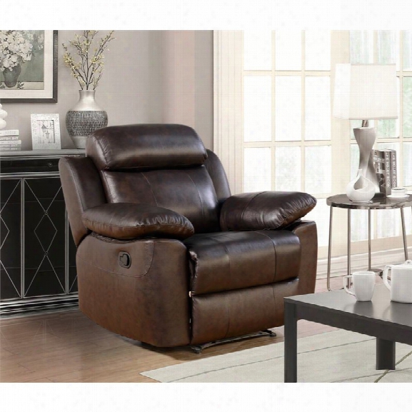 Abbyson Living Brody Top Grain Leather Recliner In Brown