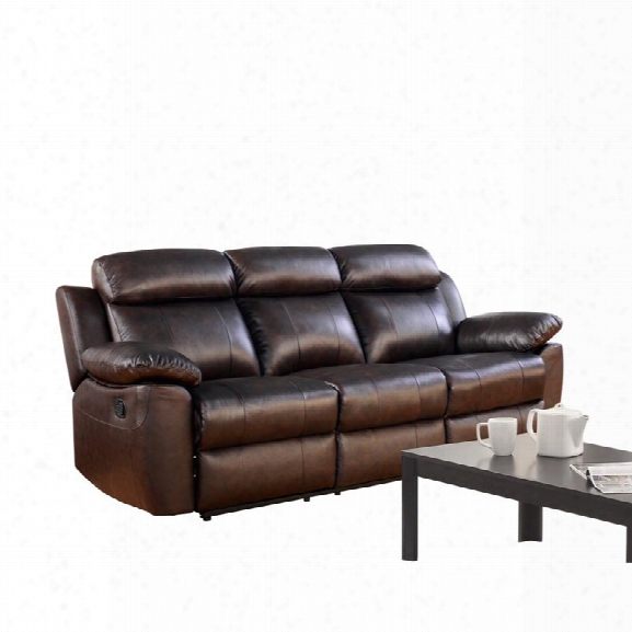 Abbyson Living Brody Top Grain Leather Reclining Sofa In Brown