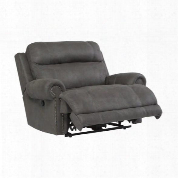 Ashley Austere Faux Leather Zero Wall Recliner In Gray