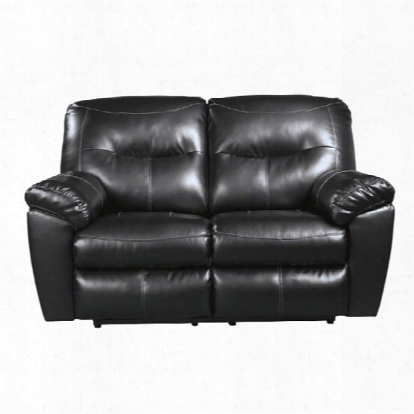 Ashley Kilzer Durablend Reclining Leather Loveseat In Black