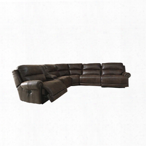 Ashley Luttrell 6 Piece Reclining Sectional In Espresso