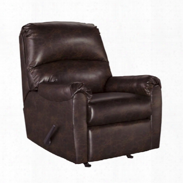 Ashley Talco Faux Leather Rocker Recliner In Burgundy