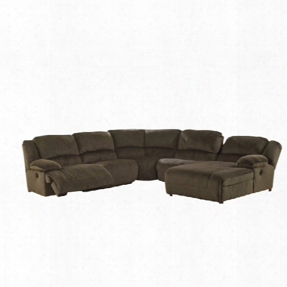 Ashley Toletta 5 Piece Reclining Left Facing Sectional In Chocolate