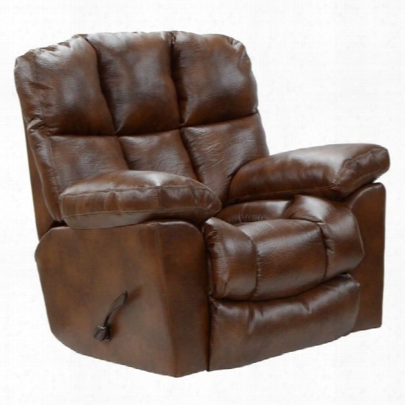 Catnapper Griffey Leather Power Lay Flat Recliner In Tobacco